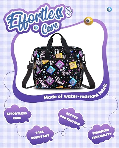 FOKDUVB Bingo Bag for Daubers Dabbers Dotters Tote Bag with Pockets for Bingo Stuff Supplies (Black) - Image 5