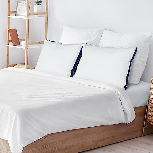JY Microfiber Pillow Hotel Quality with Premium Soft Down Alternative Fill for Back, Stomach or Side Sleepers with Blue Pipen Size 17 * 27 Set of 2 - Image 5
