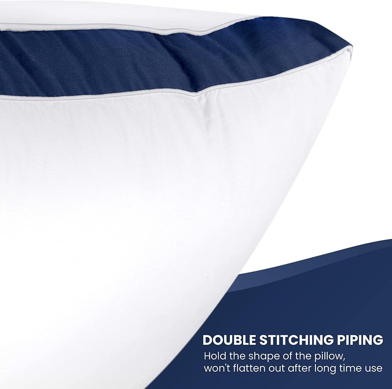 JY Microfiber Pillow Hotel Quality with Premium Soft Down Alternative Fill for Back, Stomach or Side Sleepers with Blue Pipen Size 17 * 27 Set of 2 - Image 3