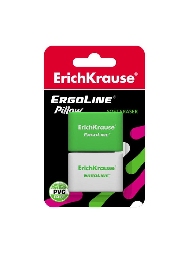 ErichKrause 2-Piece Ergoline Soft Pencil Eraser Assorted Colours - Image 1