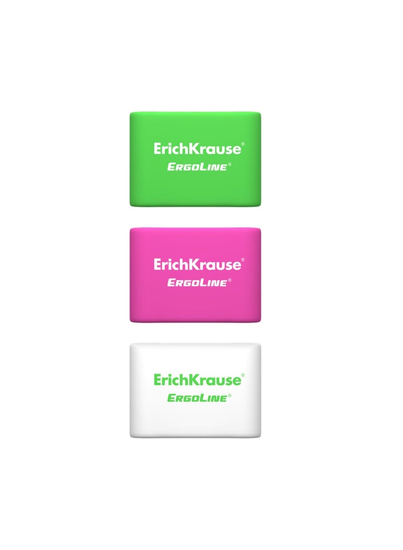 ErichKrause 2-Piece Ergoline Soft Pencil Eraser Assorted Colours - Image 3