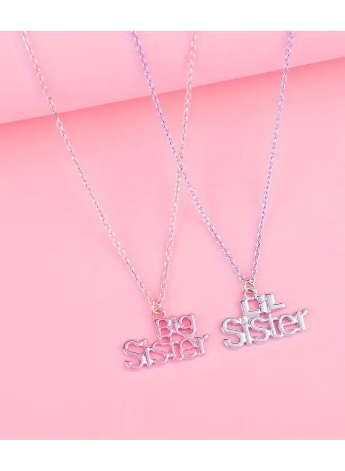 Goolsky 2pcs Set "Big Sister & Little Sister" Tassel Necklaces - Cute Friendship Jewelry Gift for Girls, Pink & Purple Zinc Alloy Pendants with Iron Chain, Perfect BFF Accessory, Necklace for Girls - Image 3