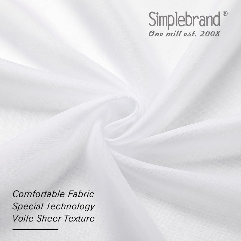 SimpleBrand Sheer White Curtains 120 Inches Long, Extra Long Rod Pocket Solid Color Window Sheer Curtain Panels, Elegant Curtains & Drapes for Living Room, Bedroom 2 Panels (White, 2x42x120'') - Image 3