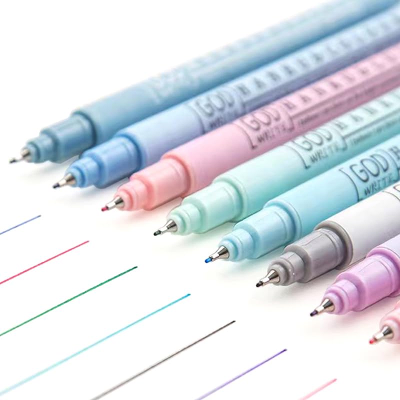 HANKU Colored Fineliner Pens, 0.38mm Ultra Fine Tip Pens, 8 Colors Fine Point Pen, Bible Journaling Planner Micro Pens Set for Writing, Drawing, Note Taking, Bullet Journaling - Image 1