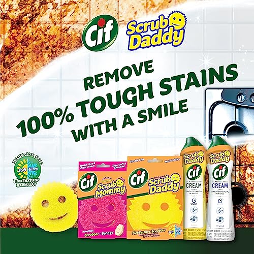 Scrub Daddy + 2x Cif All Purpose Cleaning Cream, Lemon - Multi Surface Household Cleaning Cream Scratch-Free Multipurpose Dish Sponge - Image 2