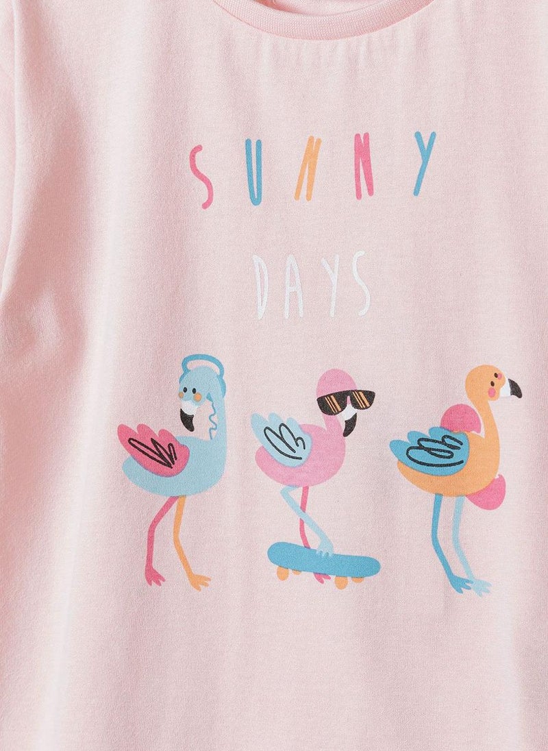 MINOTI Girls Ribbed Short Sleeve T-Shirt with Lettuce Hem - Image 4