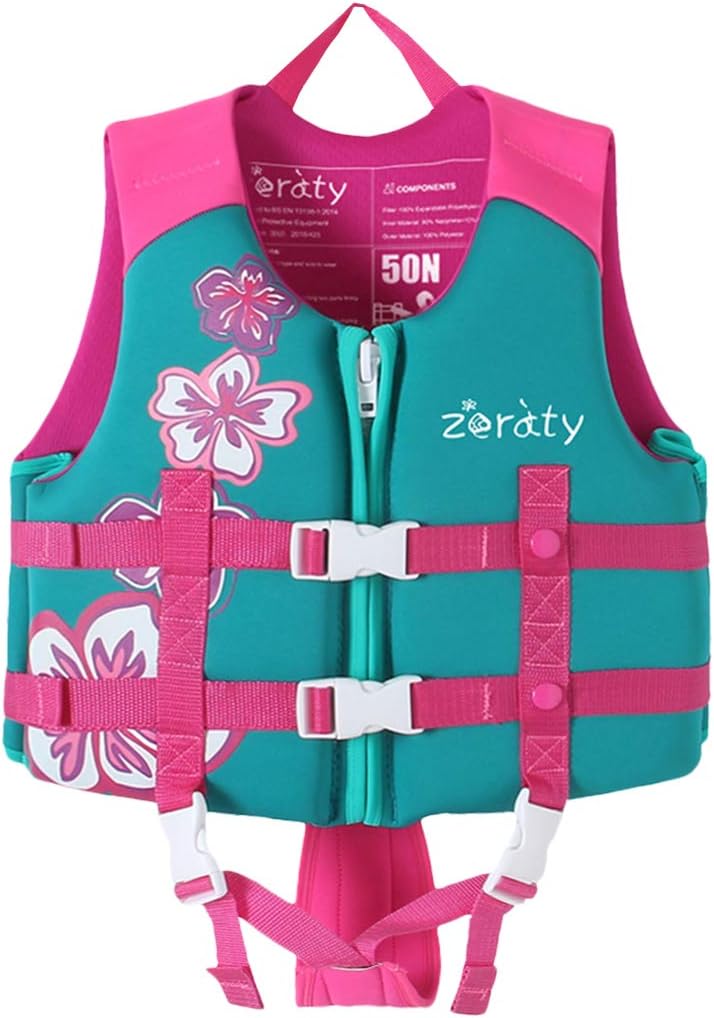 Toddler Swim Vest Neoprene Kids Float Jacket Swimming Aid for Children Girls and Boys 20-30-40-50-60-70-80Lbs with Dual Adjustable Safety Straps