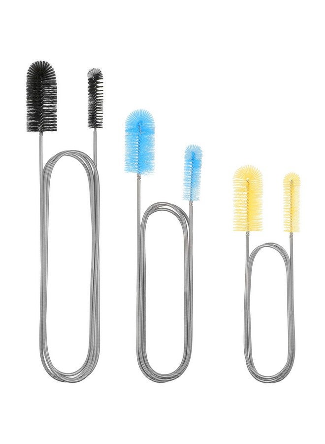 Patelai 3 Pieces Aquarium Filter Hose Brush Stainless Flexible Tube Cleaning Long Brush DoubleEnded Bent Pipe Cleaner Brush Steel Spring For Lab Fish Tank Aquarium, 3 Color (61.02 Inches, 78.74 Inches) - Image 1