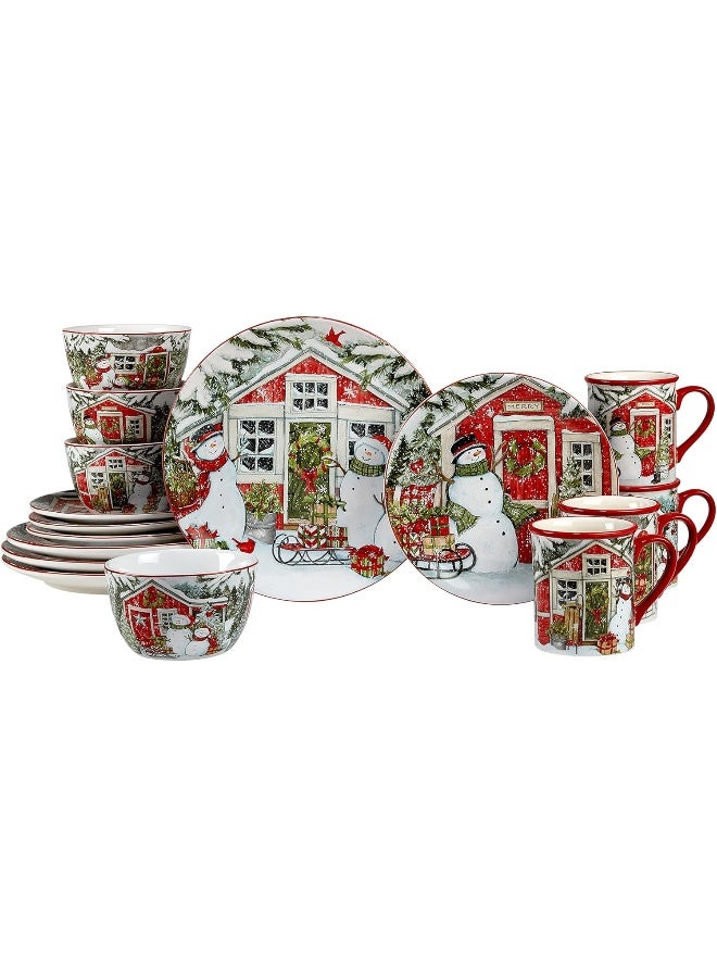 Certified International Snowmans Farmhouse 16 Pc Dinnerware Set Service for 4 - Image 1