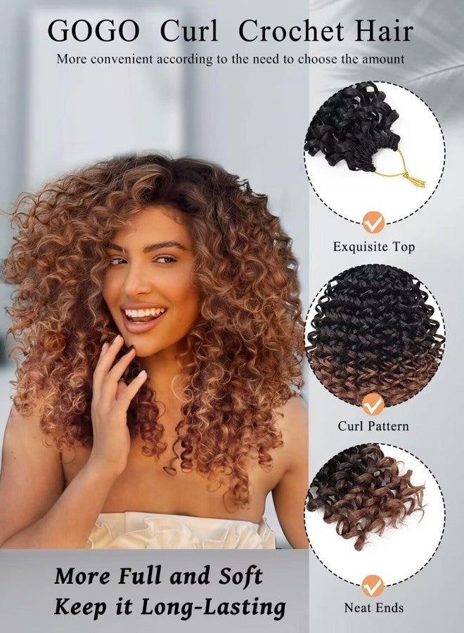 Gowit Gogo Curl Crochet Hair 12 Inch 6 Packs Short Curly Crochet Hair for Black Women Black to Brown Deep Ocean Wave Crochet Hair Synthetic Crochet Braids (12inch,T1B/4/30) - Image 3
