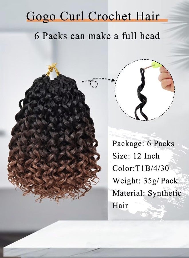 Gowit Gogo Curl Crochet Hair 12 Inch 6 Packs Short Curly Crochet Hair for Black Women Black to Brown Deep Ocean Wave Crochet Hair Synthetic Crochet Braids (12inch,T1B/4/30) - Image 4