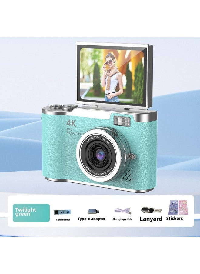 Generic High-definition Flip-screen Micro Single Digital Camera Shooting Camera Student Entry-level Retro CCD Camera-Body Color:Lk007-green-turning Screen Ccd-no Memory Card-free Card Reader + Adapter  - Image 1