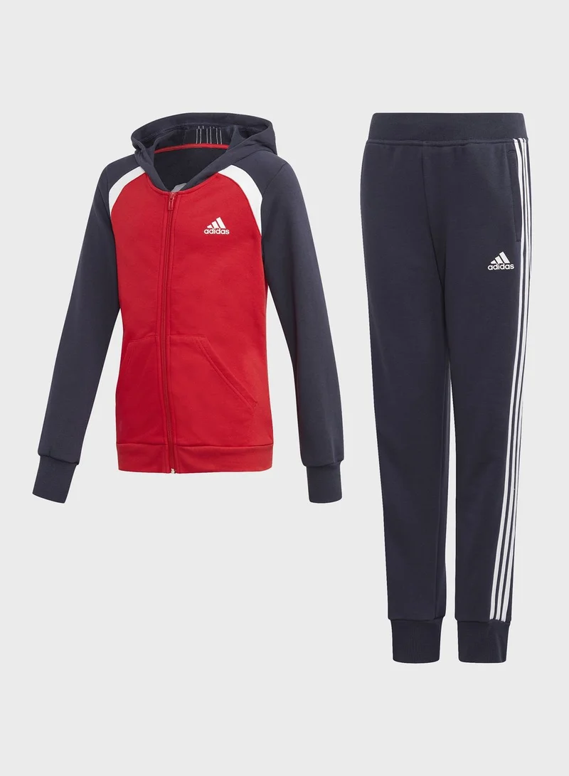 Adidas Youth Colour Block Hooded Tracksuit
