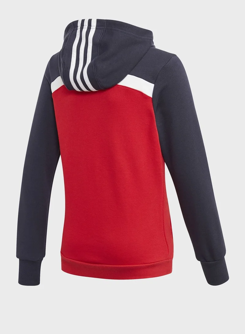 Adidas Youth Colour Block Hooded Tracksuit