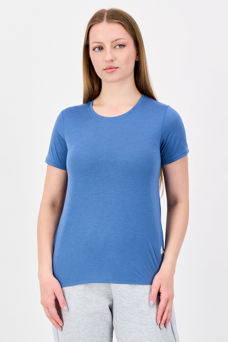 Adidas Women Regular Fit Brand Logo Outdoor T-Shirt, Blue - Image 1