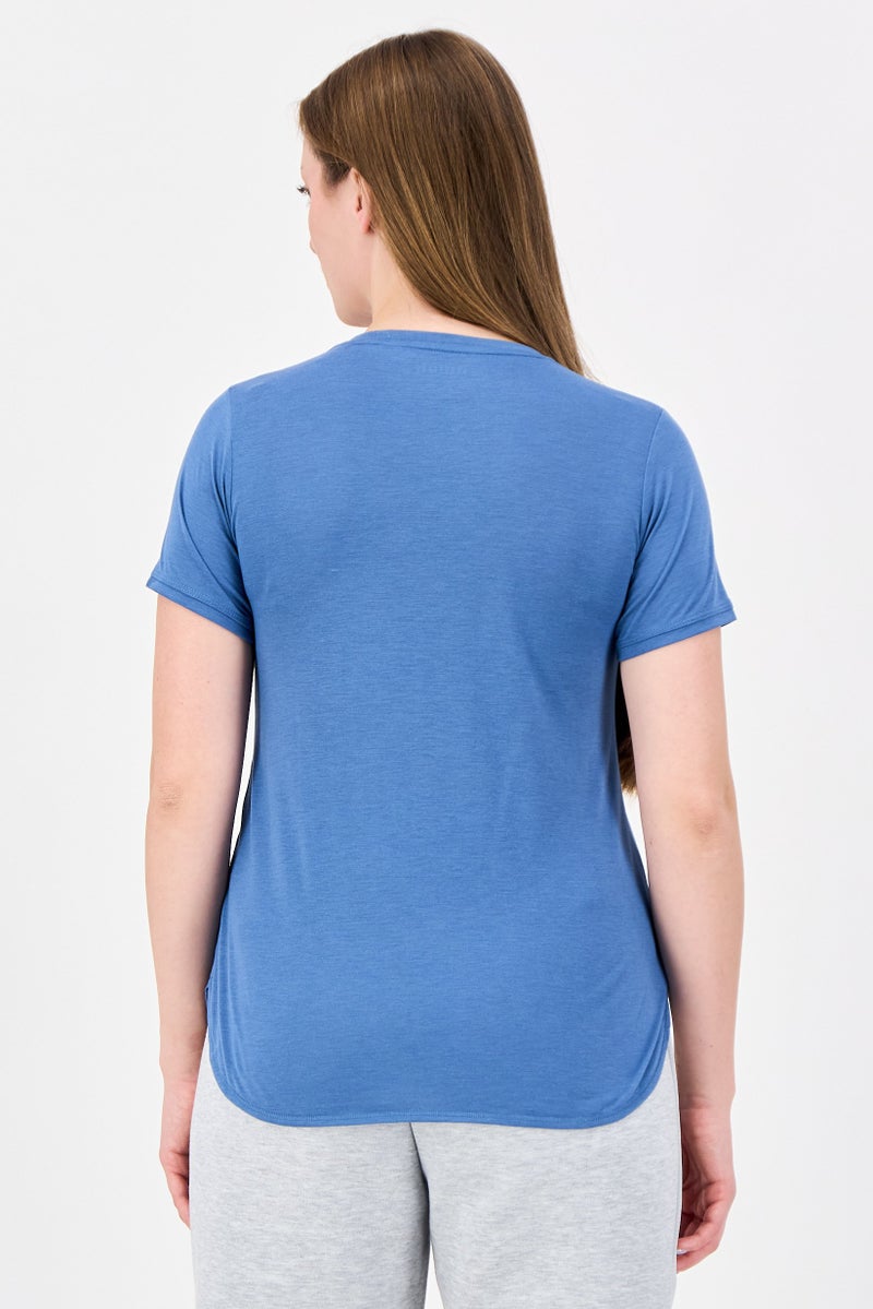 Adidas Women Regular Fit Brand Logo Outdoor T-Shirt, Blue - Image 3