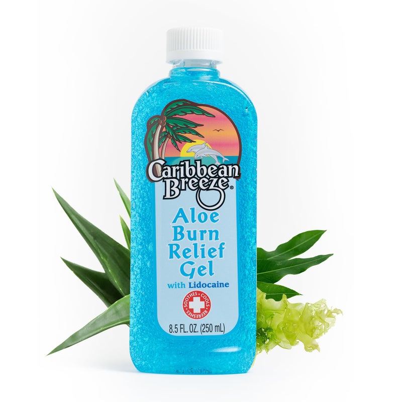Caribbean Breeze Aloe Burn Relief, Vitamin Enriched with Lidocaine Aloe Vera Gel for Sunburn Relief, 100% Aloe Vera Gel For Face, 8.5 oz (250 ml) - Image 1