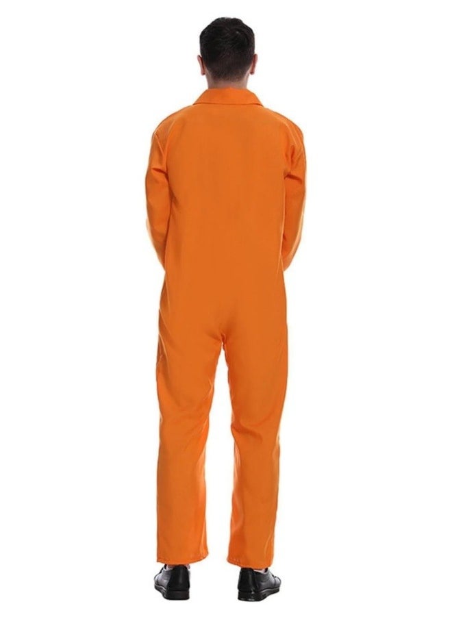 GGEROU - Prisoner Men Jumpsuit Adult Costumes,Prison Uniform,Orange Jumpsuit with Handcuffs,Penitentiary Cosplay Costumes - Image 1