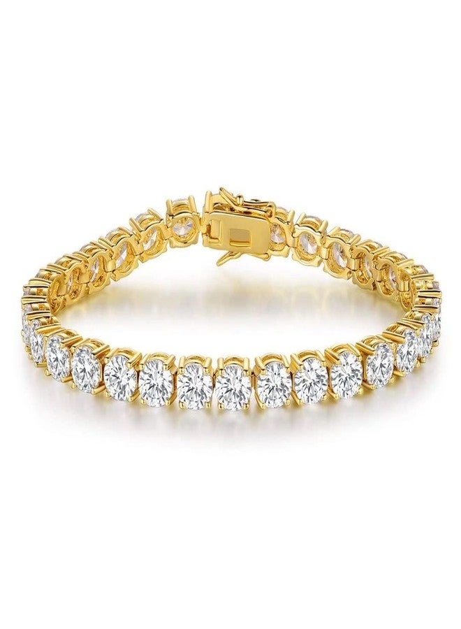MDFUN 18k Yellow Gold Plated 6mm Cubic Zirconia Tennis Bracelet for Women and Men 6 inches - Image 1