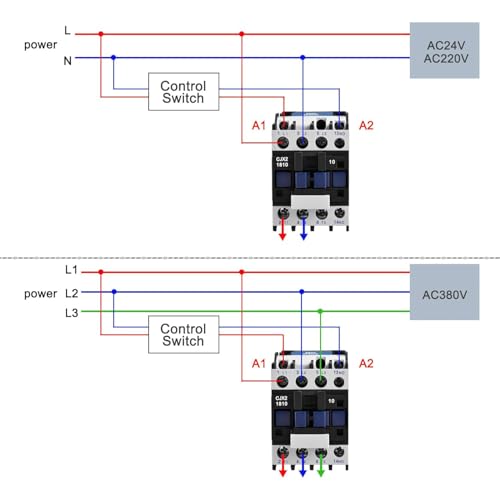 Heschen AC Contactor CJX2-1810 220V 50/60Hz Coil 3P 3 Pole Normally Open Ie 18A Ue 380V - Image 3