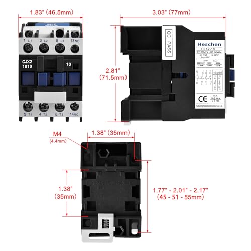 Heschen AC Contactor CJX2-1810 220V 50/60Hz Coil 3P 3 Pole Normally Open Ie 18A Ue 380V - Image 2