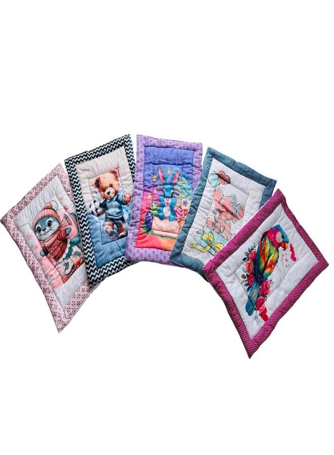 RUMPES New Born Baby Godadi Pack of 5 Combo Set | Soft Cotton Baby Godi, Godari, Baby Bed, Crib Sheet & Cartoon Mat | Multicolor Baby Bedding Set (Set of 5) (Combo-1) - Image 2