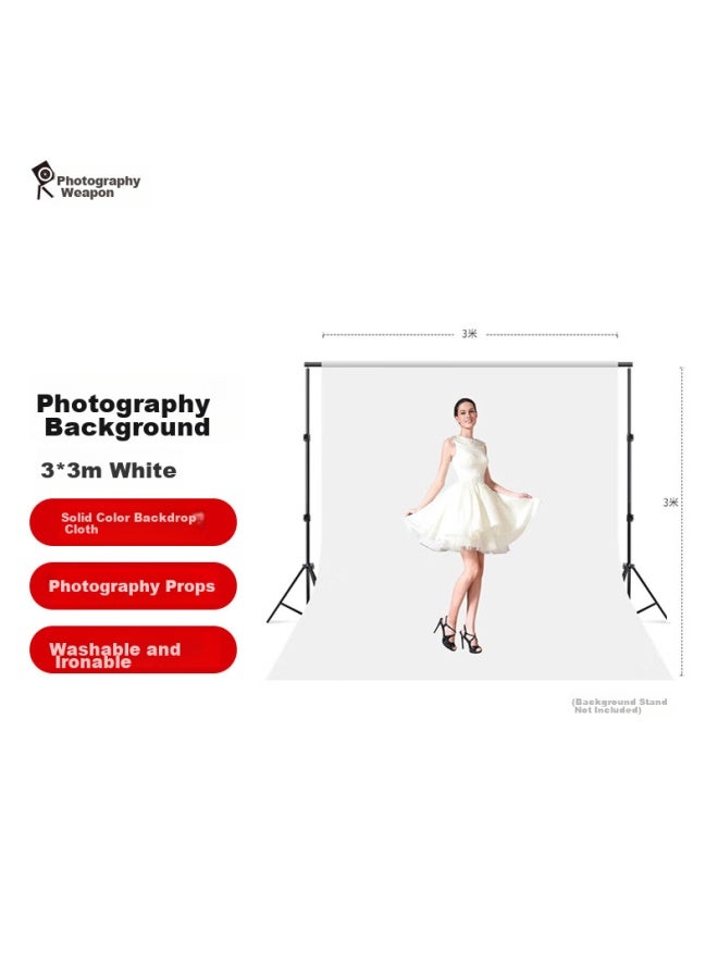 Hakutatz 2051 Photography Prop Video Strobe Shooting Background Cloth, Photography Equipment, Pure White Id Photo Background, Internet Celebrity Live Stream Background Wall, 3*3 Meters - Image 1