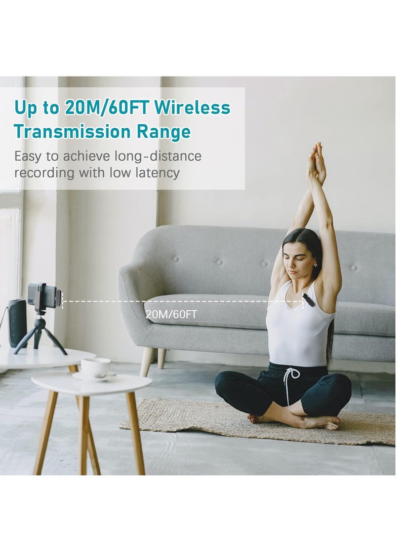 Wireless Microphone for ，Portable One-trigger-Two Wireless Clip-on Microphone System for Type-C Android Phones Video Recording Mic 20M Transmission Range Built-in Battery with Charging Case for Vlog L - Image 3