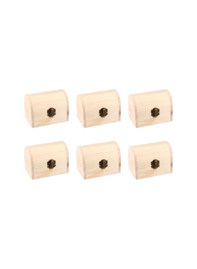 klarako 6PCS Unfinished Wooden Box Vintage Storage Box Decorative Lock Case DIY Clay Craft Graffiti Paint Your Own for Home Shop Adults Kids (Small Size) - Image 1