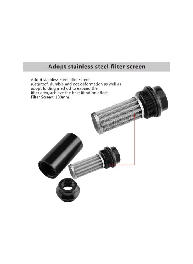 Generic - Professional Auto Fuel Filter Inline High Flow Car Universal Oil Fuel Filter Aluminum with 100mm Staninless Steel Fliter Screen and AN6 AN8 Adapter Fittings Black - Image 1
