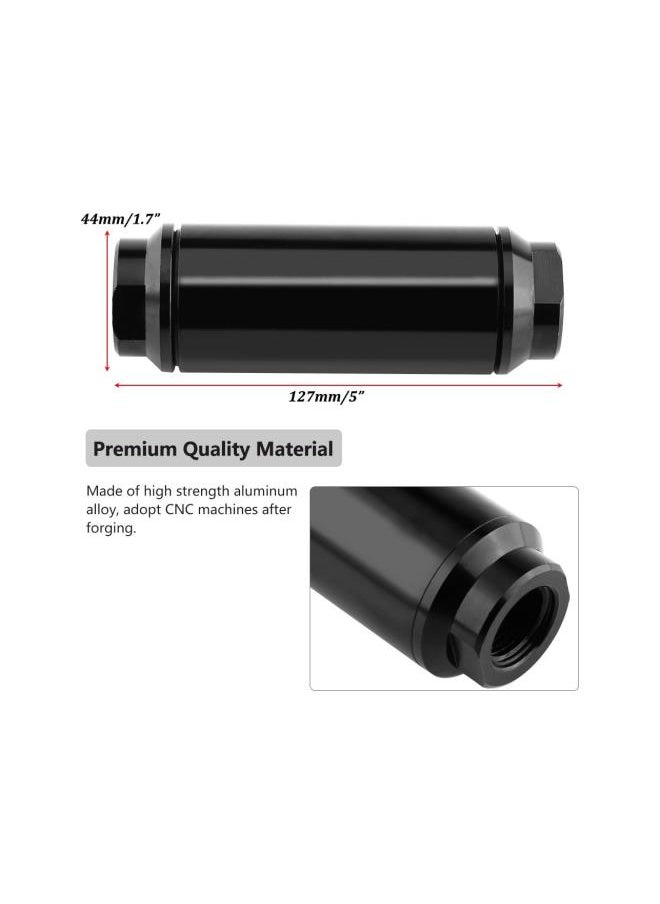 Generic - Professional Auto Fuel Filter Inline High Flow Car Universal Oil Fuel Filter Aluminum with 100mm Staninless Steel Fliter Screen and AN6 AN8 Adapter Fittings Black - Image 1