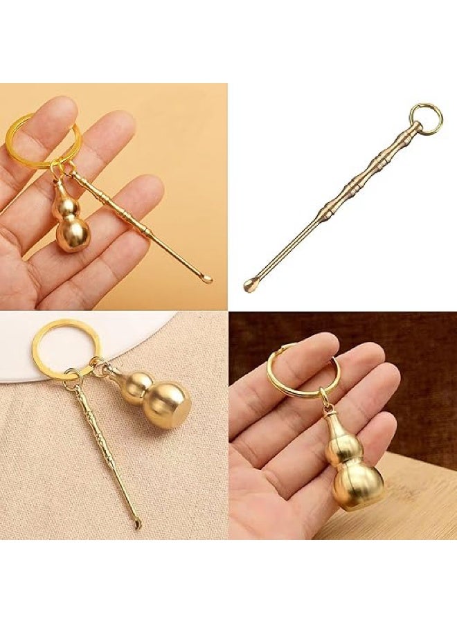 multitool multifunction 2 In1 Gourd Shape Mini Storage Jar with Small Spoon spice spoon, container gourd, mini straw Earpick Keychain - Image 4