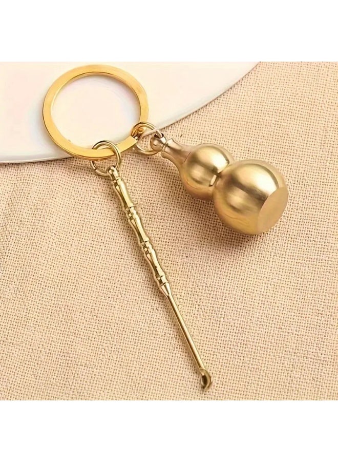 multitool multifunction 2 In1 Gourd Shape Mini Storage Jar with Small Spoon spice spoon, container gourd, mini straw Earpick Keychain - Image 3