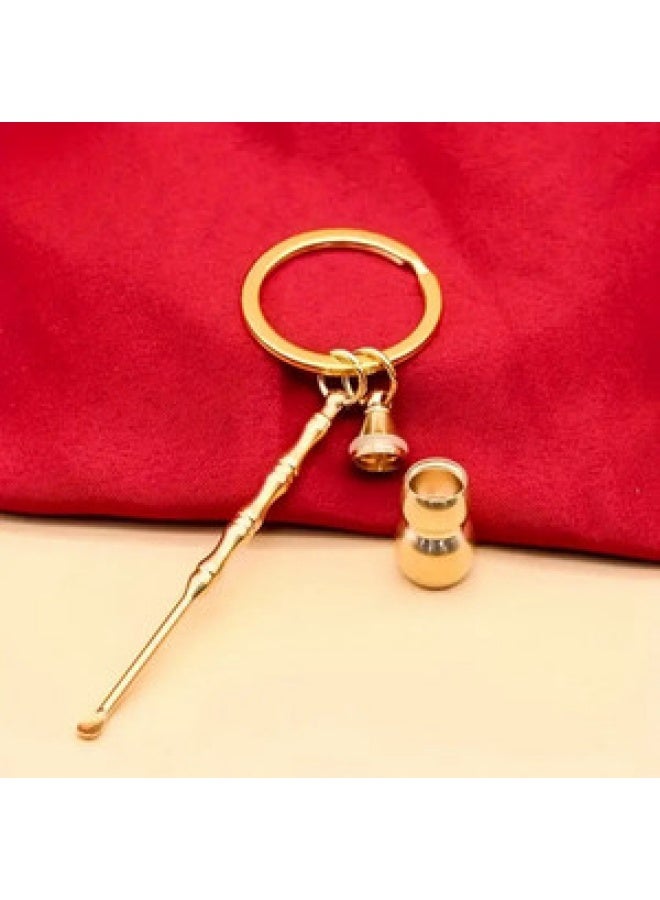 multitool multifunction 2 In1 Gourd Shape Mini Storage Jar with Small Spoon spice spoon, container gourd, mini straw Earpick Keychain - Image 2