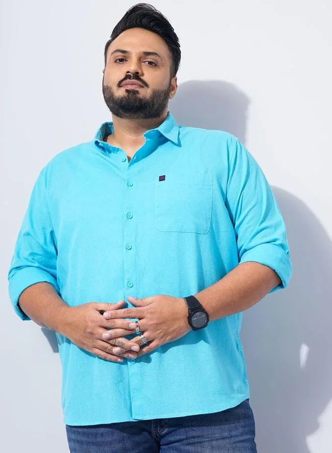 Take Two Plus Men Turquoise Regular Fit Casual Shirt By HardSoda