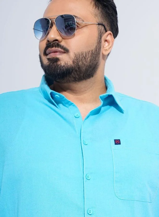 Take Two Plus Men Turquoise Regular Fit Casual Shirt By HardSoda