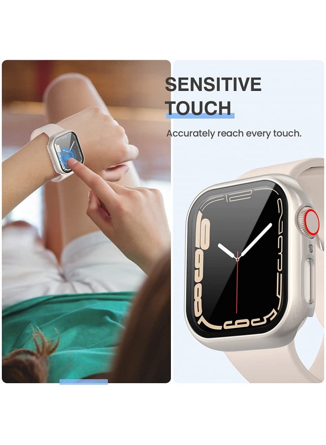 Tensea [3Pack for Apple Watch Screen Protector Case Series 9 8 7 41mm, iWatch Protective Face Cover, Tempered Glass Film Hard PC Bumper for Women Men, Ultra-Thin Guard (41 mm) - Image 4