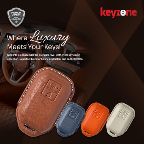 Keyzone Royal Leather Key Cover for Victoris, Swift, DZire, Baleno, Ertiga, Grand Vitara, Brezza, Fronx, Jimny XL6, Ignis, Glanza, Urban Cruiser Hyryder, Rumion 2 Button smart Key (Cognac Brown) - Image 3