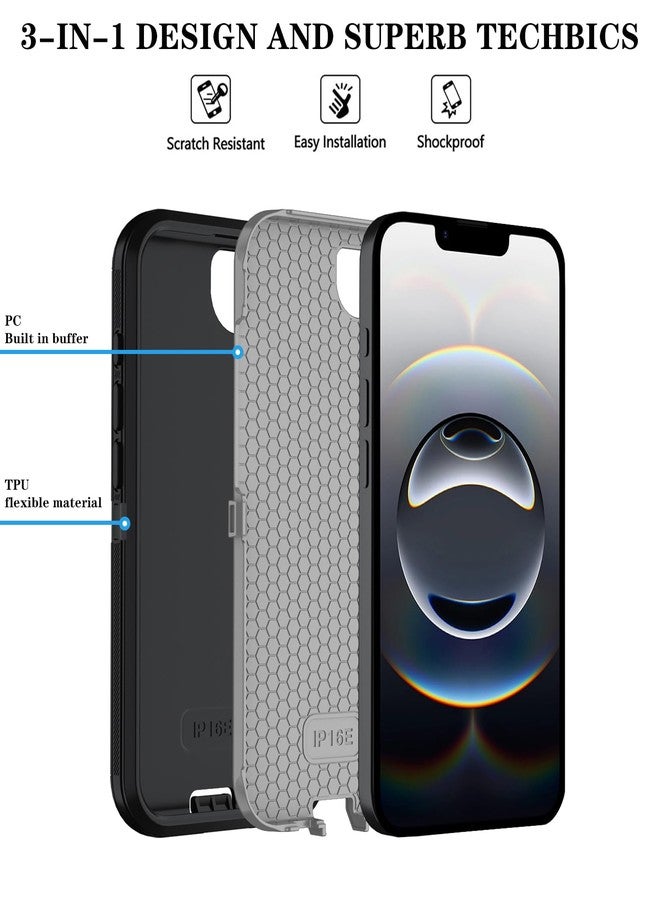 ONOLA Compitable with iPhone 16e Case with HD Screen Protector, [2 in 1 ] Heavy Duty Protection Phone Case for iPhone 16e 6.1" (Black Grey) - Image 5