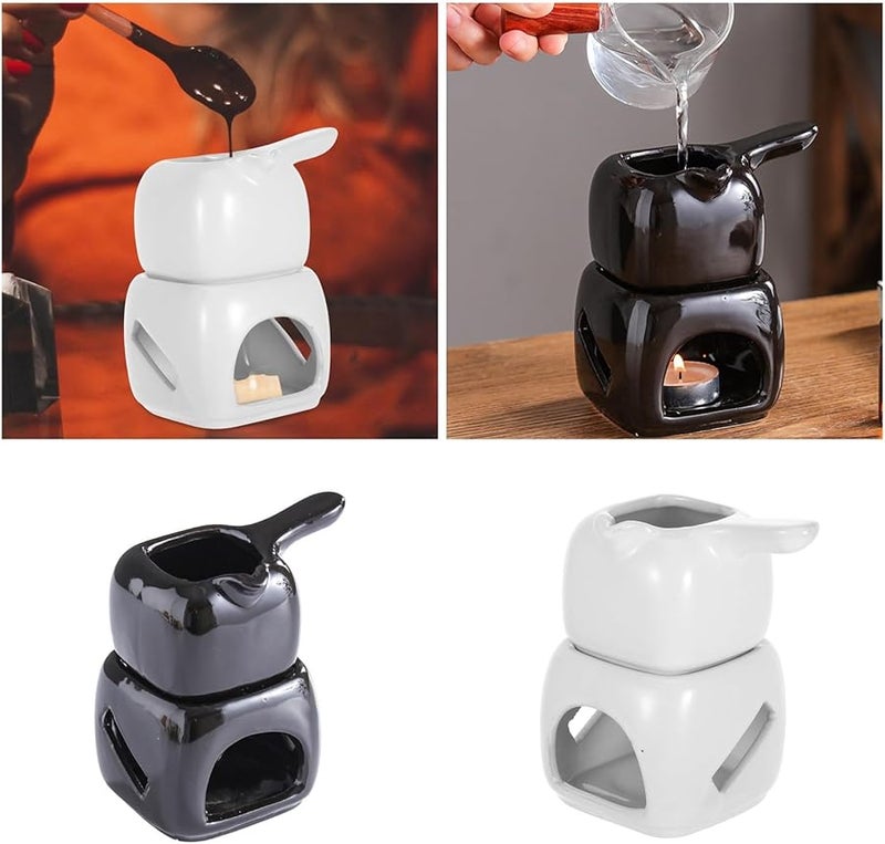 White Ceramic Chocolate Melting Pot Rapid Heating For Fondue Desserts Butter Warmer - Image 3