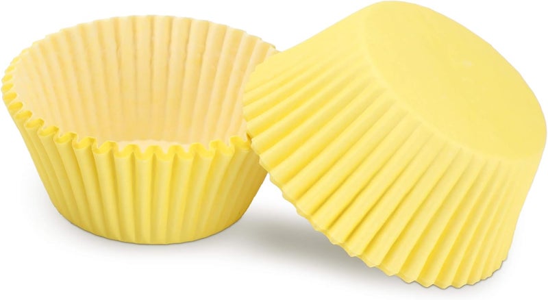 TRUSBER Baking Cups, 100 pieces Paper Cupcake Wrappers Nonstick Muffin Molds Baking Cup Holders for Wedding, Birthday, Baby Shower or Holiday Party (Yellow) - Image 3