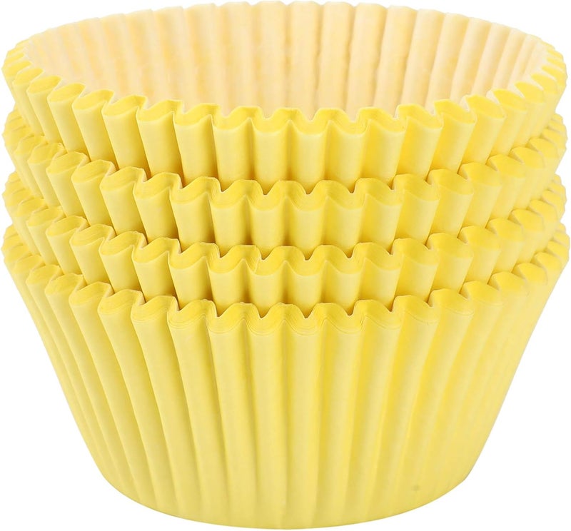 TRUSBER Baking Cups, 100 pieces Paper Cupcake Wrappers Nonstick Muffin Molds Baking Cup Holders for Wedding, Birthday, Baby Shower or Holiday Party (Yellow) - Image 1