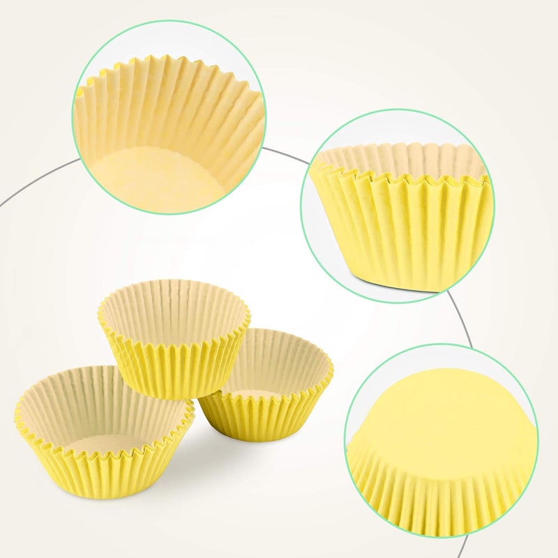 TRUSBER Baking Cups, 100 pieces Paper Cupcake Wrappers Nonstick Muffin Molds Baking Cup Holders for Wedding, Birthday, Baby Shower or Holiday Party (Yellow) - Image 5