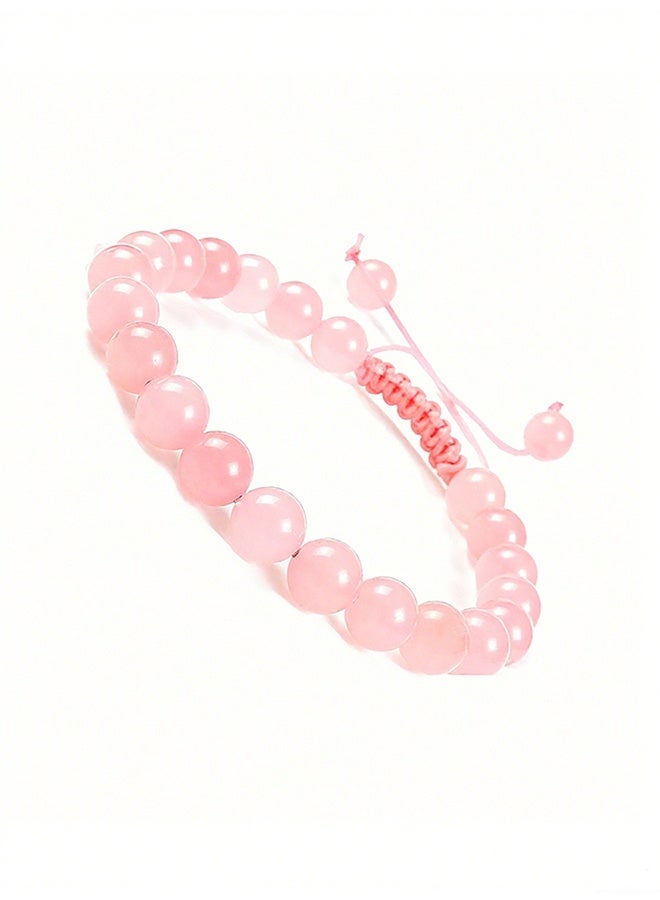 Happy D Natural Rose Quartz Crystal 8mm Stones Bracelet - Image 1