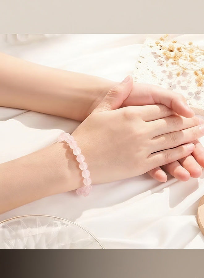 Happy D Natural Rose Quartz Crystal 8mm Stones Bracelet - Image 4