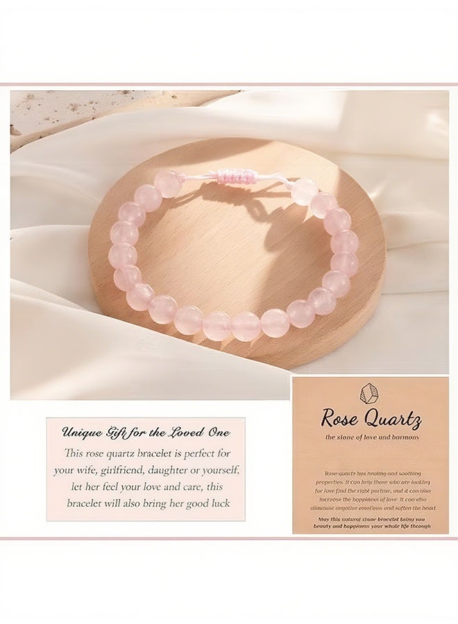 Happy D Natural Rose Quartz Crystal 8mm Stones Bracelet - Image 3