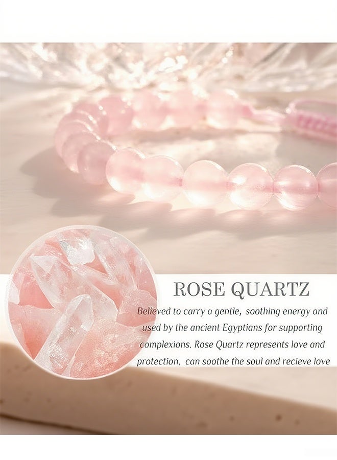 Happy D Natural Rose Quartz Crystal 8mm Stones Bracelet - Image 2