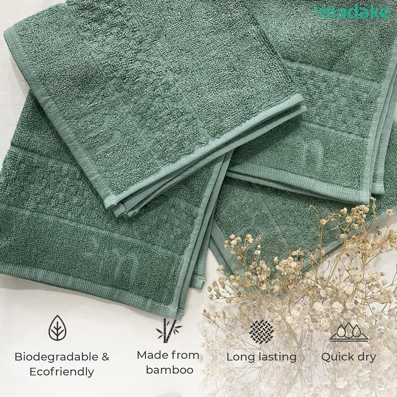 madake Face Towel for Travel Spas and Gyms Quick Dry Towel Lightweight AntiBacterial AntiOdor Super Soft Super Absorbent 33X33 cms 480 GSM Ethical Green - Image 2