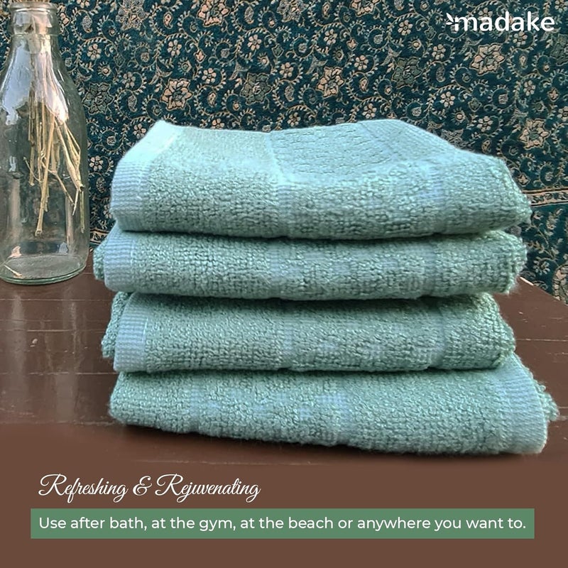madake Face Towel for Travel Spas and Gyms Quick Dry Towel Lightweight AntiBacterial AntiOdor Super Soft Super Absorbent 33X33 cms 480 GSM Ethical Green - Image 4