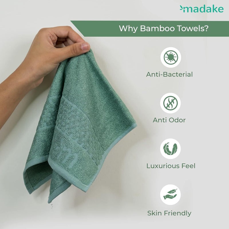madake Face Towel for Travel Spas and Gyms Quick Dry Towel Lightweight AntiBacterial AntiOdor Super Soft Super Absorbent 33X33 cms 480 GSM Ethical Green - Image 3
